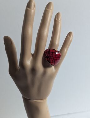 Red Glass Statement Ring